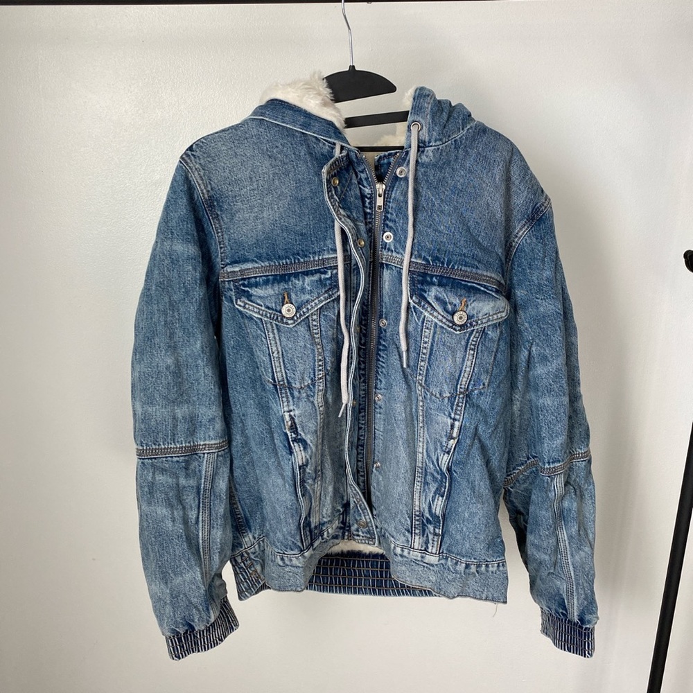 blue denim sherpa jacket